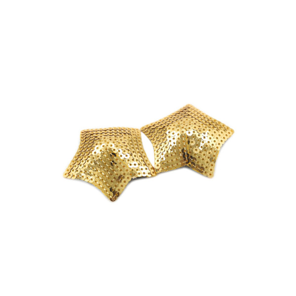 Paire de cache tétons adhésifs étoile pailletée sequin doré 